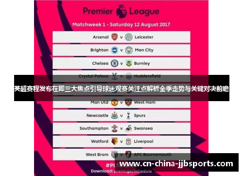 英超赛程发布在即三大焦点引导球迷观赛关注点解析全季走势与关键对决前瞻 英超赛程发布在即三大焦点引导球迷观赛关注点解析全季走势与关键对决前瞻